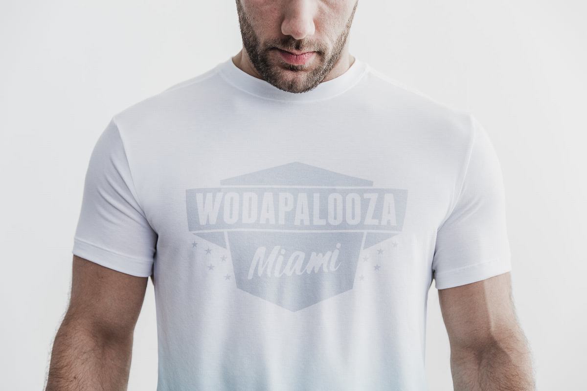 Nobull Wodapalooza Dip-Dye Men's T Shirts Blue | Australia (XY8607)